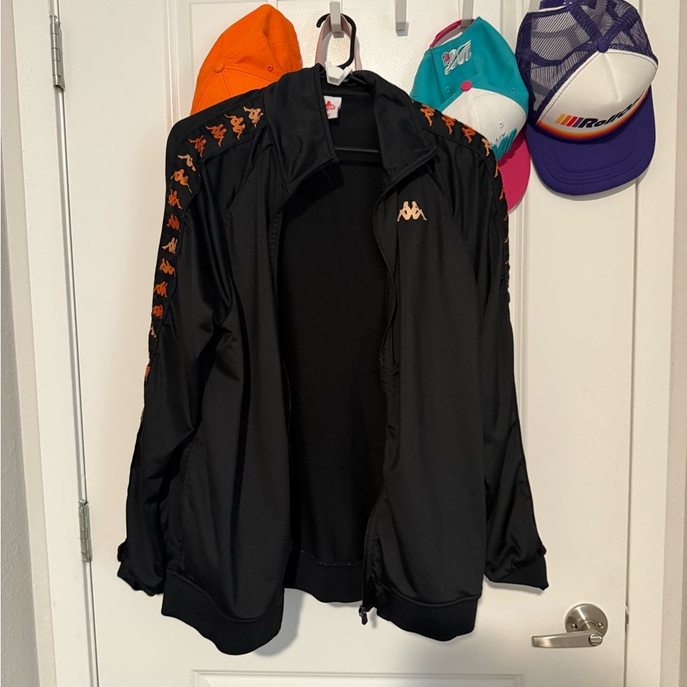 Kappa Black Jacket with Orange Accents